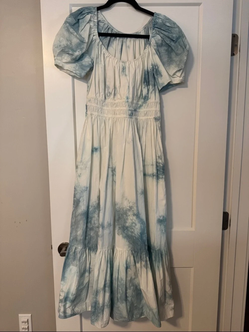 Ulla Johnson isla midi dress Blue Tie-Dye Puff Sleeve Maxi Dress - Picture 1 of 7